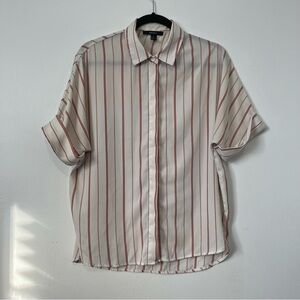 Forever 21 Orange Striped Casual Loose Flowy Shirt